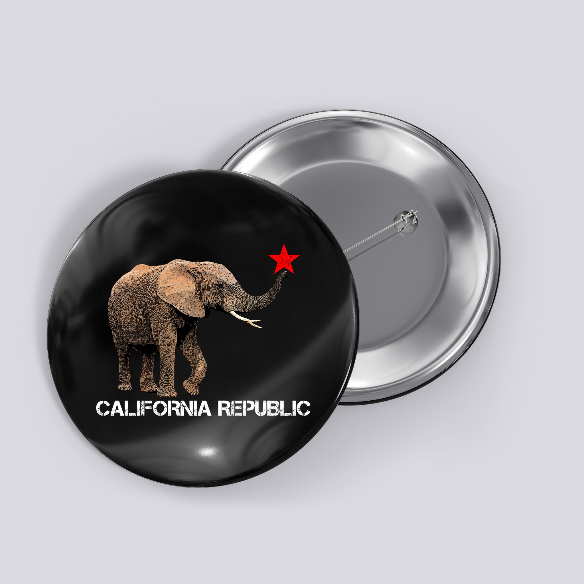 California Republic Elephant  Button