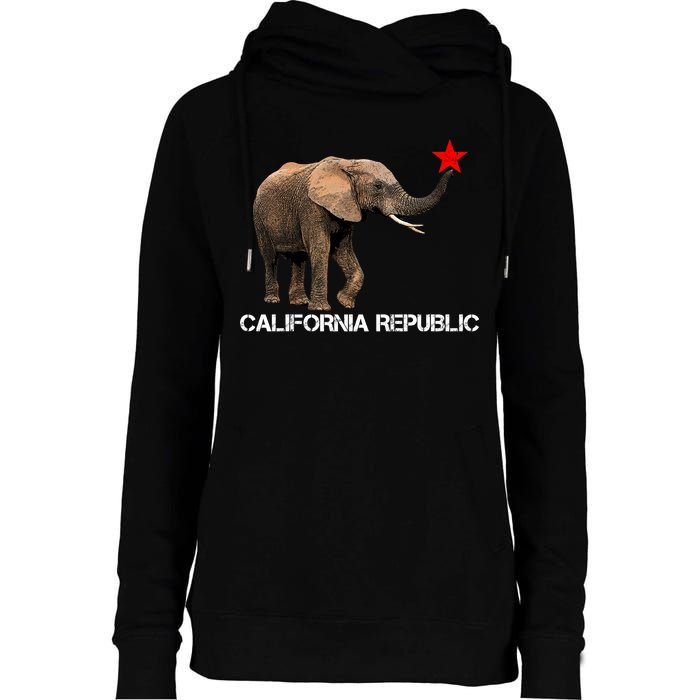 California Republic Elephant  Womens Funnel Neck Pullover Hood