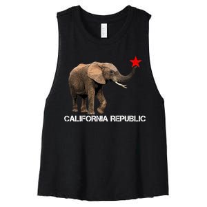 California Republic Elephant  Women's Racerback Cropped Tank