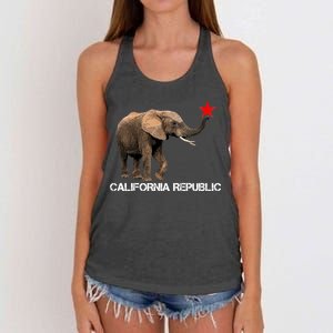 California Republic Elephant  Women's Knotted Racerback Tank