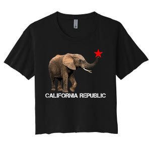 California Republic Elephant  Women's Crop Top Tee