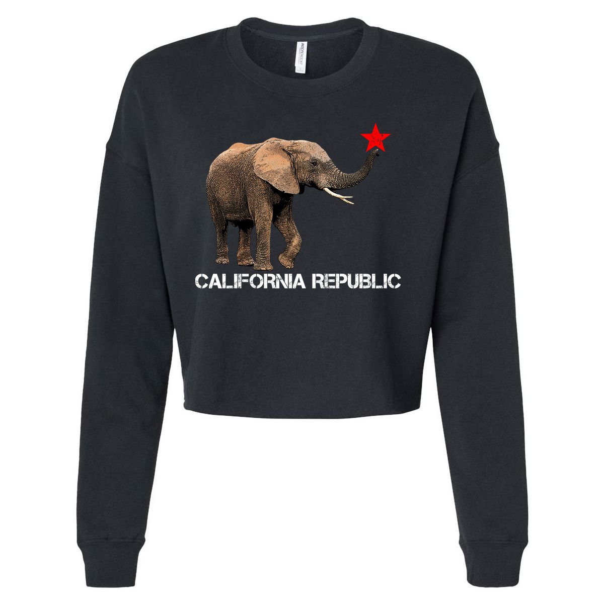 California Republic Elephant  Cropped Pullover Crew