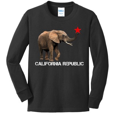 California Republic Elephant  Kids Long Sleeve Shirt