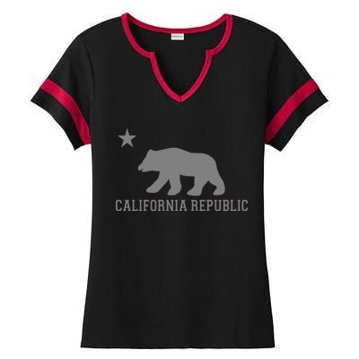 California Republic Grey Style Ladies Halftime Notch Neck Tee