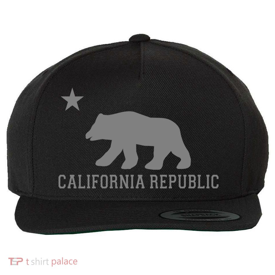 California Republic Grey Style Wool Snapback Cap