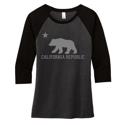 California Republic Grey Style Women's Tri-Blend 3/4-Sleeve Raglan Shirt