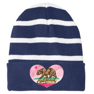 California Republic Heart Striped Beanie with Solid Band