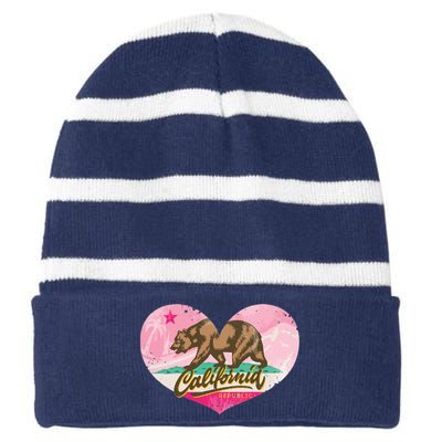 California Republic Heart Striped Beanie with Solid Band