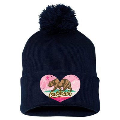 California Republic Heart Pom Pom 12in Knit Beanie