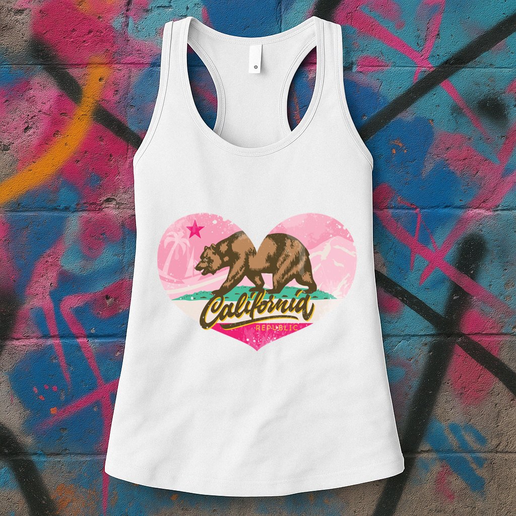 California Republic Heart Womens Tank Top