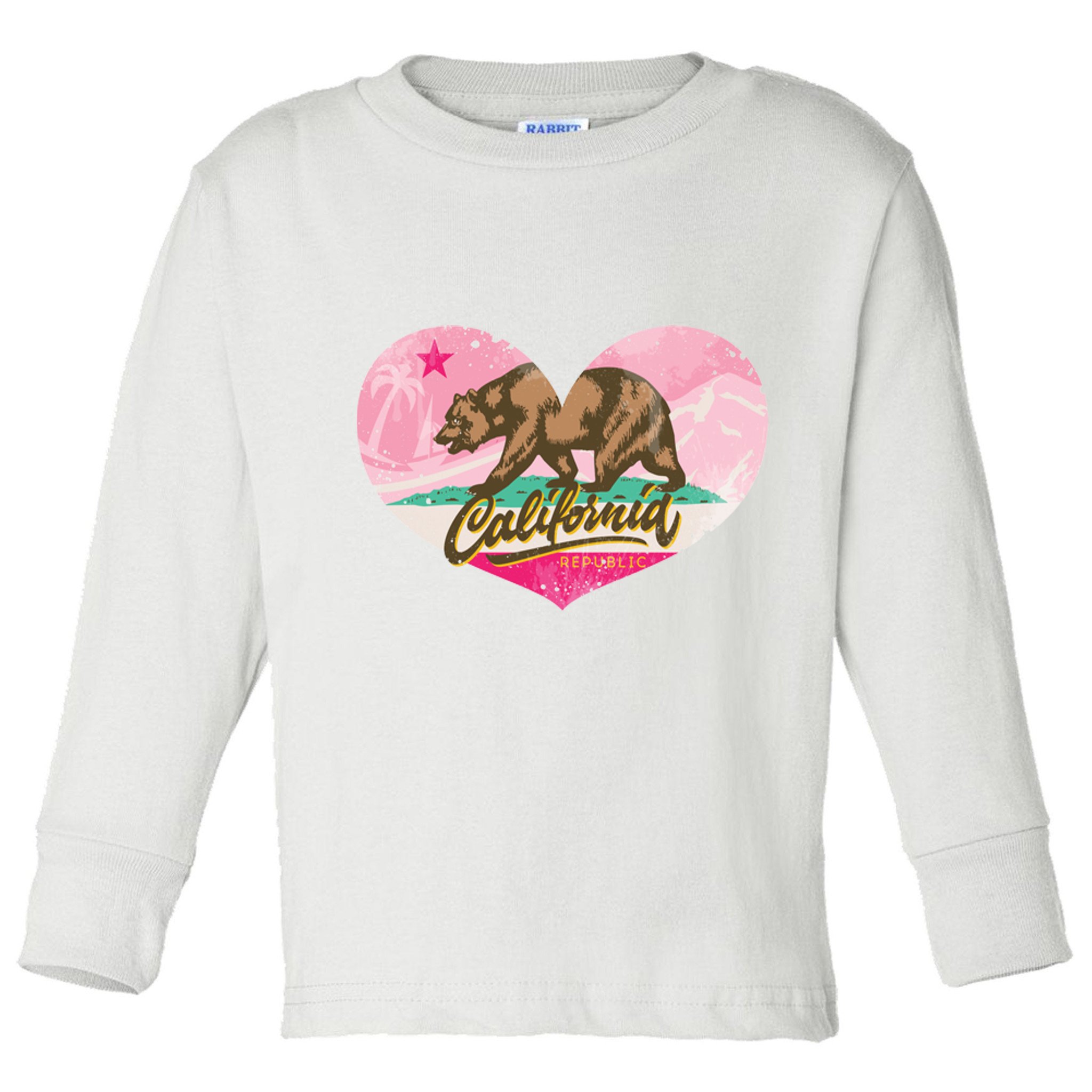 California Republic Heart Toddler Long Sleeve Shirt