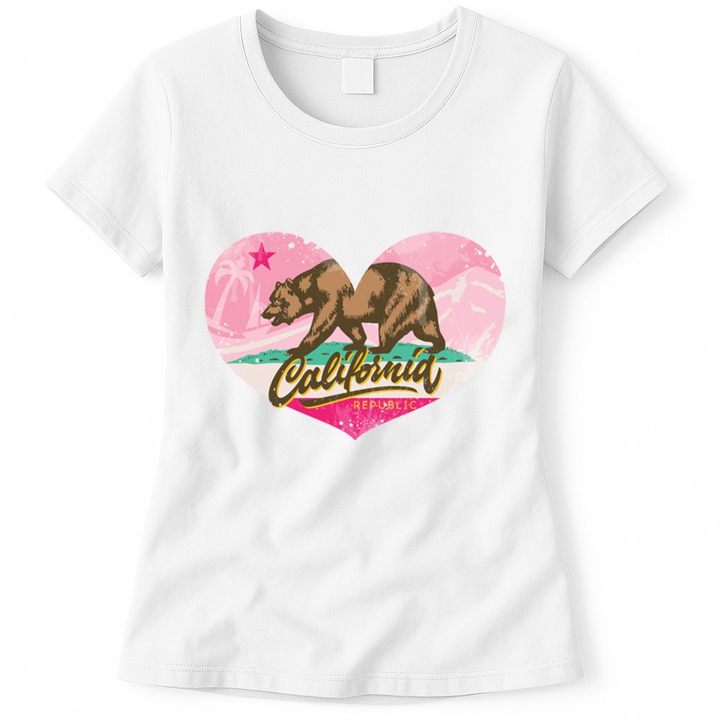 California Republic Heart Womens T-Shirt