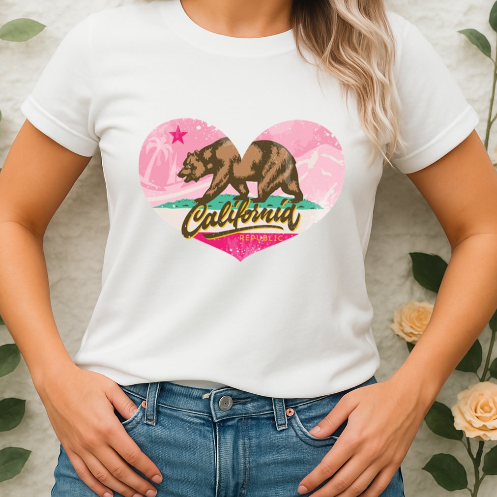 California Republic Heart Womens T-Shirt
