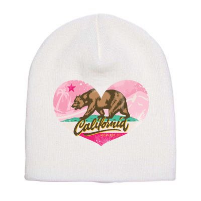 California Republic Heart Short Acrylic Beanie