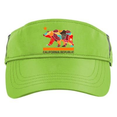 California Republic Logo Flower Floral Pattern Bear Adult Drive Performance Visor