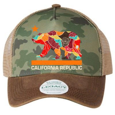 California Republic Logo Flower Floral Pattern Bear Legacy Tie Dye Trucker Hat