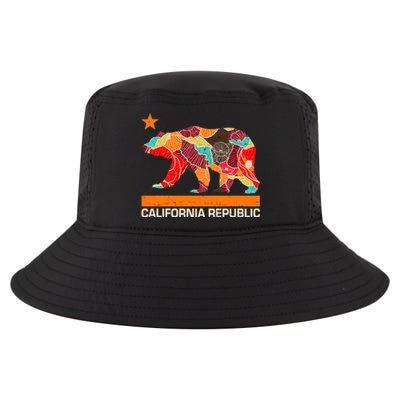 California Republic Logo Flower Floral Pattern Bear Cool Comfort Performance Bucket Hat