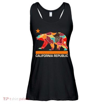 California Republic Logo Flower Floral Pattern Bear Ladies Essential Flowy Tank