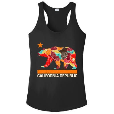 California Republic Logo Flower Floral Pattern Bear Ladies PosiCharge Competitor Racerback Tank