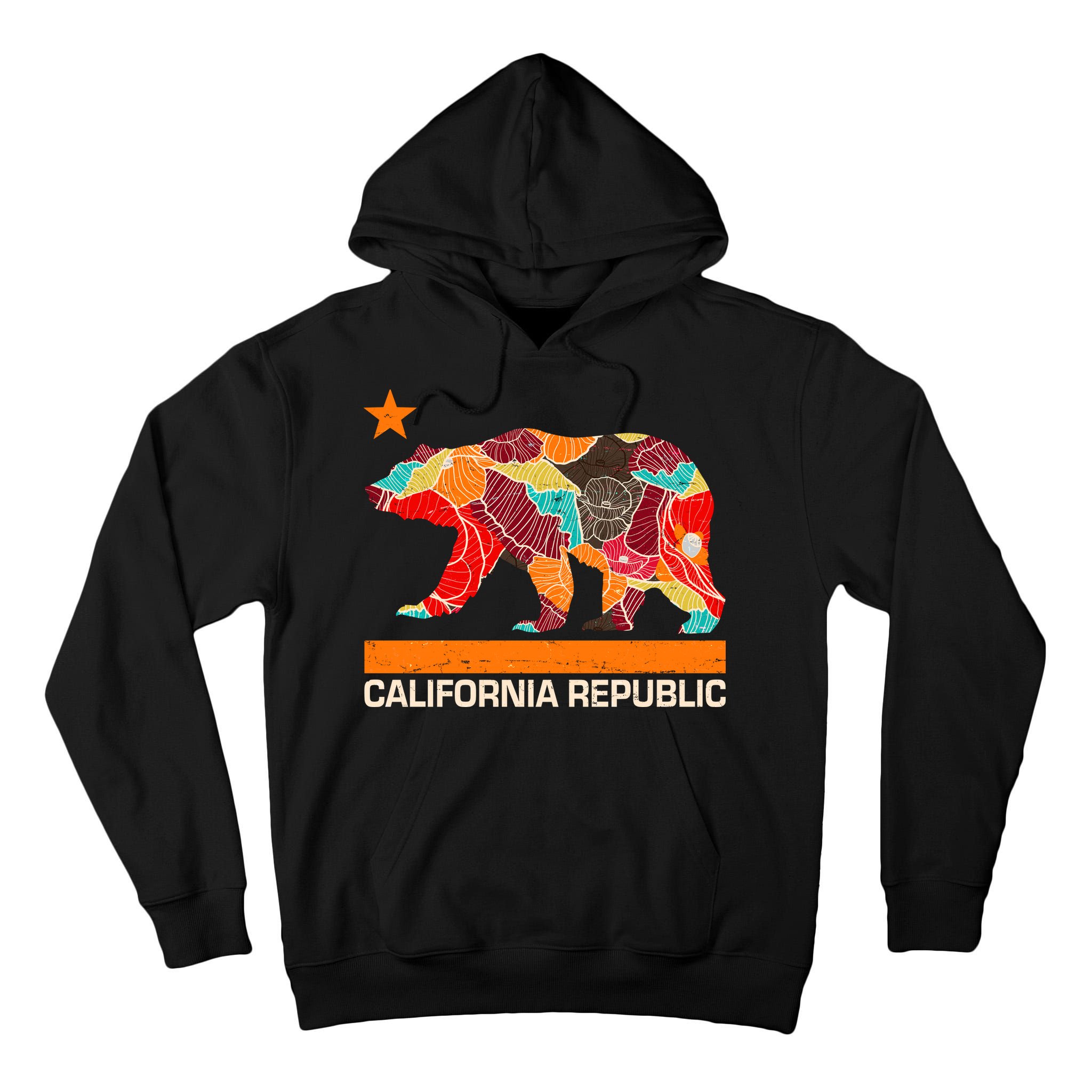 California Republic Logo Flower Floral Pattern Bear Tall Hoodie