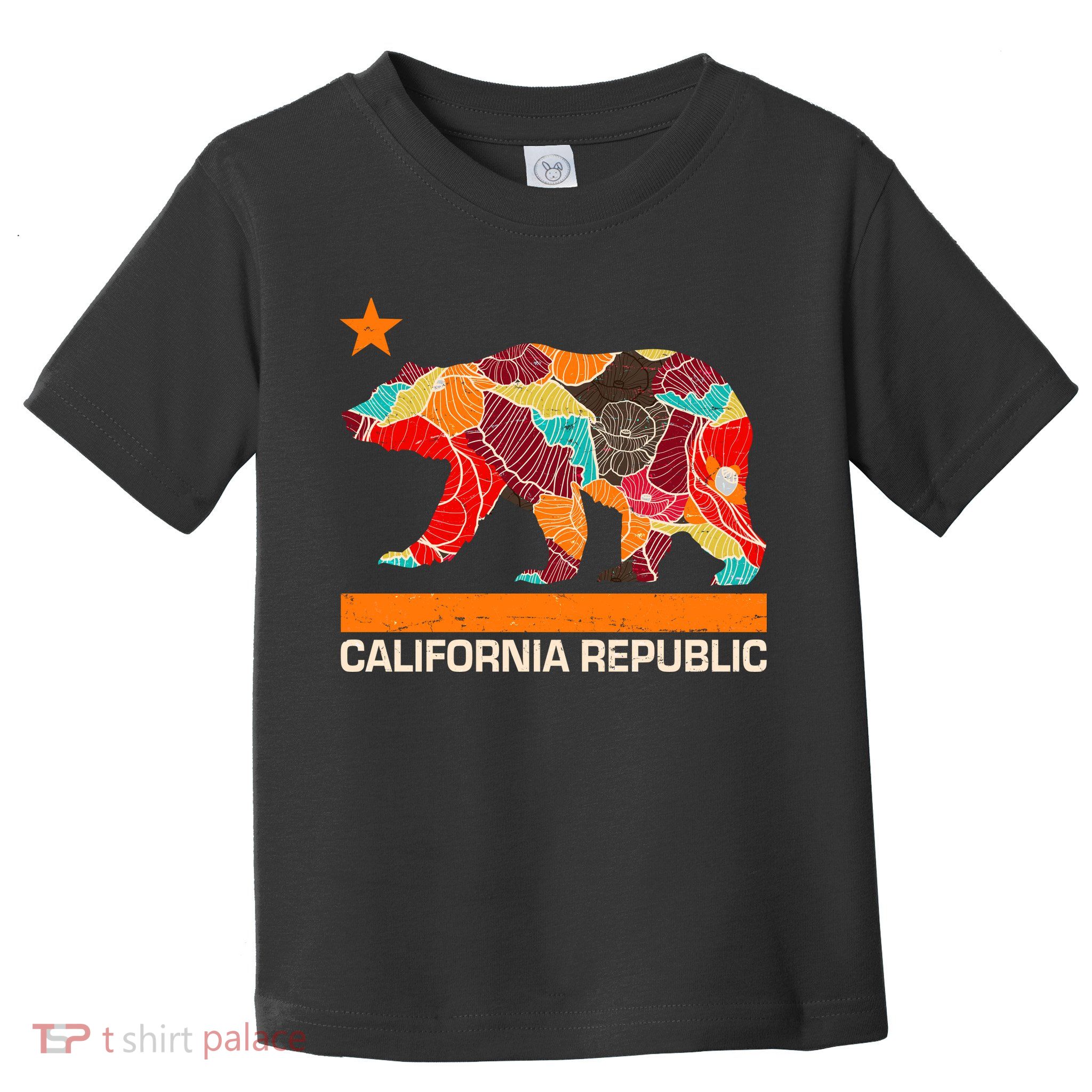 California Republic Logo Flower Floral Pattern Bear Toddler T-Shirt