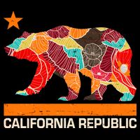 California Republic Logo Flower Floral Pattern Bear Women's V-Neck T-Shirt