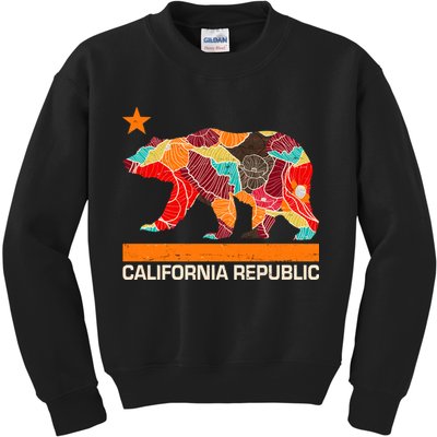 California Republic Logo Flower Floral Pattern Bear Kids Sweatshirt