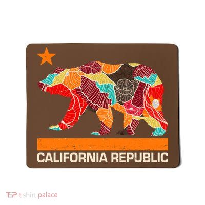 California Republic Logo Flower Floral Pattern Bear Mousepad