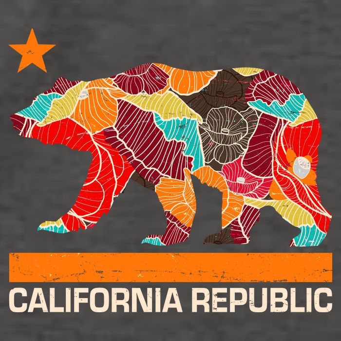 California Republic Logo Flower Floral Pattern Bear Vector Backpack