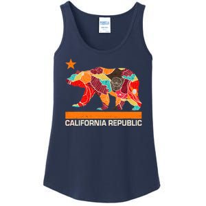 California Republic Logo Flower Floral Pattern Bear Ladies Essential Tank