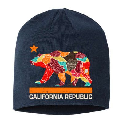 California Republic Logo Flower Floral Pattern Bear Sustainable Beanie