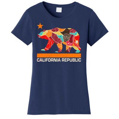 California Republic Logo Flower Floral Pattern Bear Women's T-Shirt