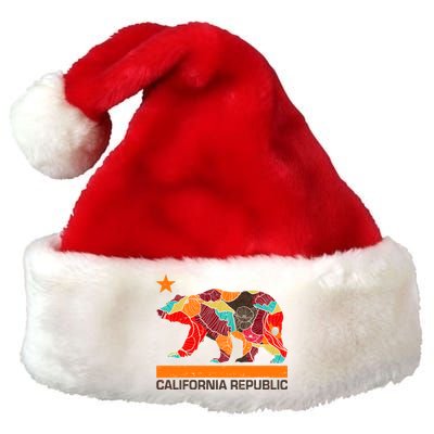 California Republic Logo Flower Floral Pattern Bear Premium Christmas Santa Hat