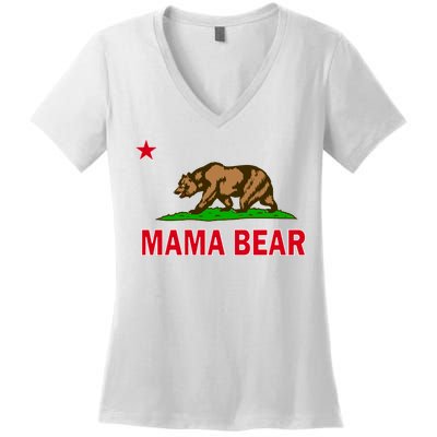 California Republic Mama Bear Women's V-Neck T-Shirt