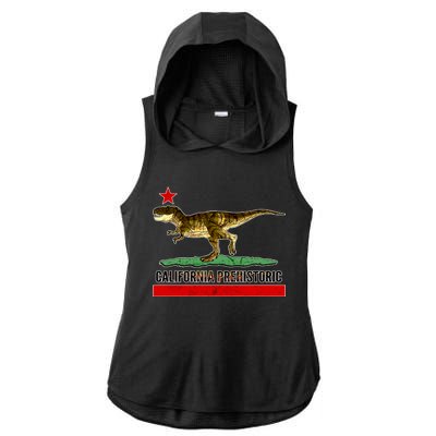 California Republic Prehistoric T-Rex Ladies PosiCharge Tri-Blend Wicking Draft Hoodie Tank