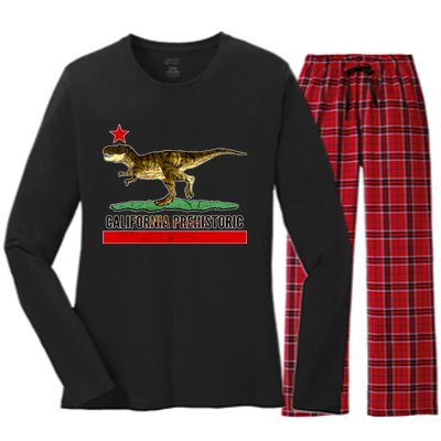 California Republic Prehistoric T-Rex Women's Long Sleeve Flannel Pajama Set 