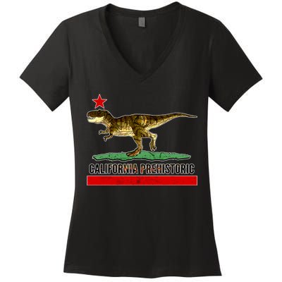 California Republic Prehistoric T-Rex Women's V-Neck T-Shirt