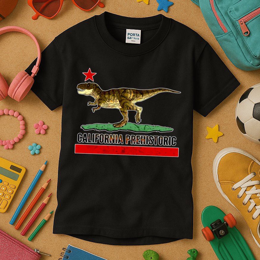 California Republic Prehistoric T-Rex Kids T-Shirt