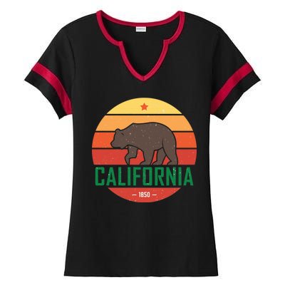 California Retro Circle Ladies Halftime Notch Neck Tee