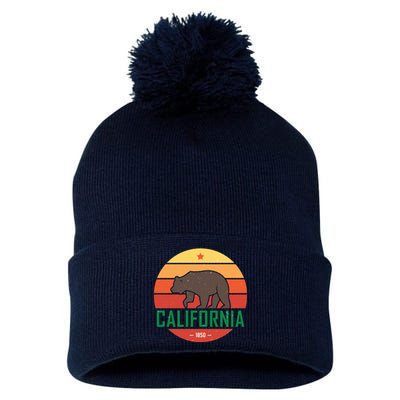 California Retro Circle Pom Pom 12in Knit Beanie