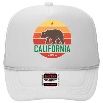 California Retro Circle High Crown Mesh Back Trucker Hat