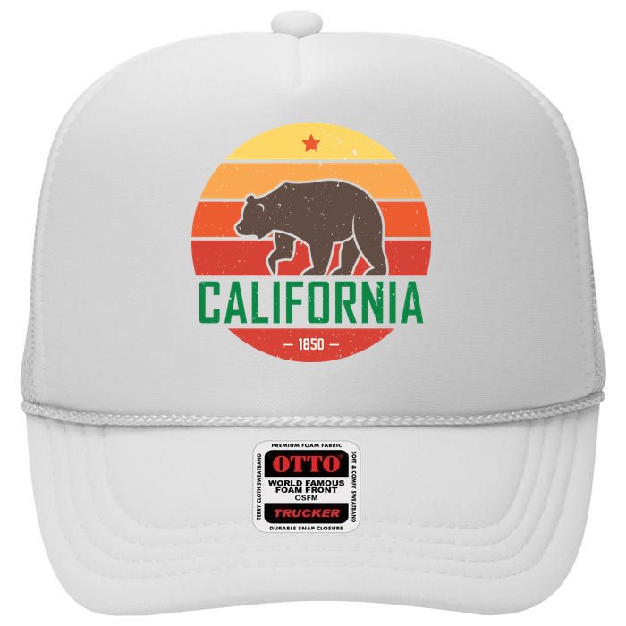 California Retro Circle High Crown Mesh Back Trucker Hat