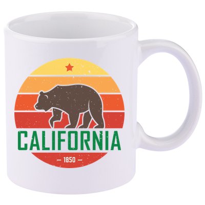 California Retro Circle 11oz C Handle Ceramic Mug