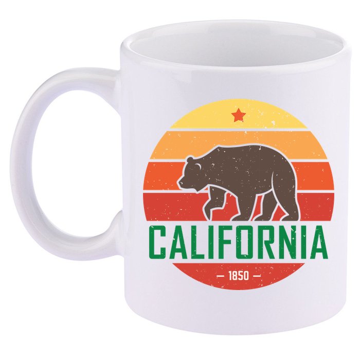 California Retro Circle 11oz C Handle Ceramic Mug