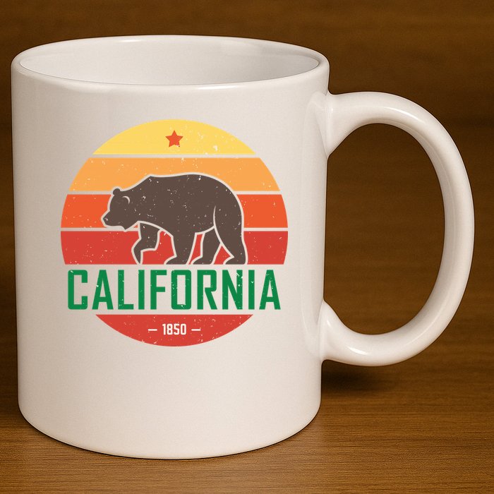 California Retro Circle 11oz C Handle Ceramic Mug