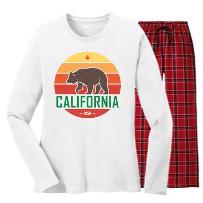 California Retro Circle Women's Long Sleeve Flannel Pajama Set 