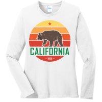 California Retro Circle Ladies Long Sleeve Shirt