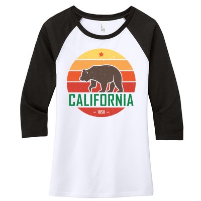 California Retro Circle Women's Tri-Blend 3/4-Sleeve Raglan Shirt