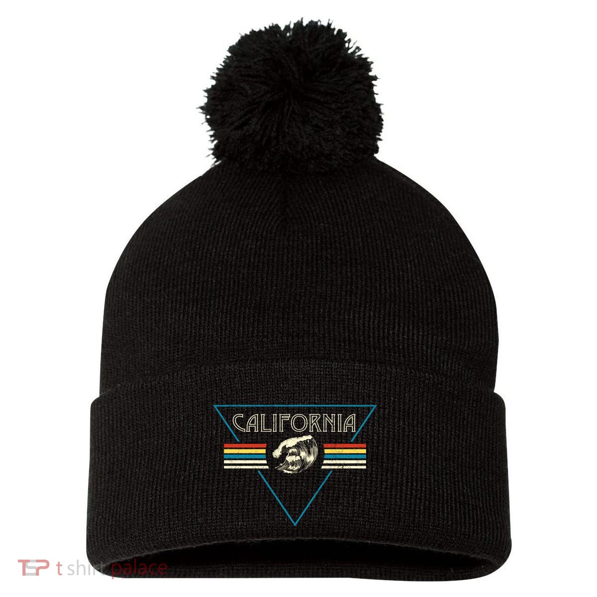 California Retro Vibe Pom Pom 12in Knit Beanie