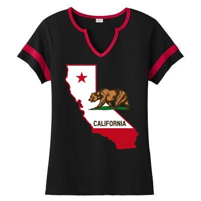 California State Bear Flag Ladies Halftime Notch Neck Tee